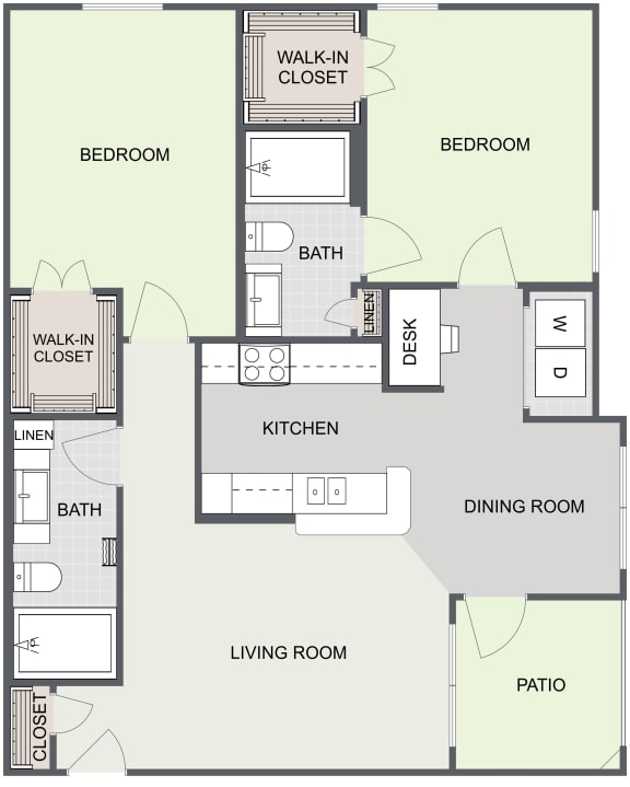 1, 2, & 3Bedroom Apartments in Tyler, TX Floor Plans